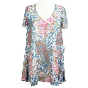 Show Me Your MuMu Floral Paisley Mini Dress - Pink and Blue